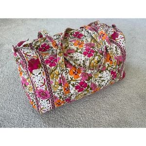 Vera Bradley Large Pink Yellow Orange Floral Weekend Duffle